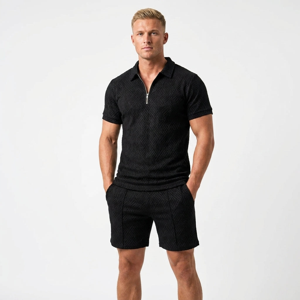 Lavenda | Poloshirt En Shorts Set Voor Heren