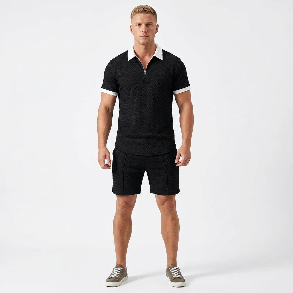Lavenda | Poloshirt En Shorts Set Voor Heren