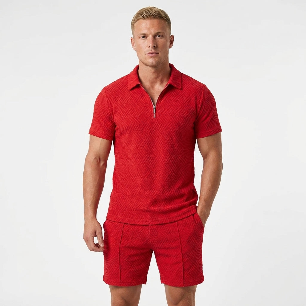 Lavenda | Poloshirt En Shorts Set Voor Heren