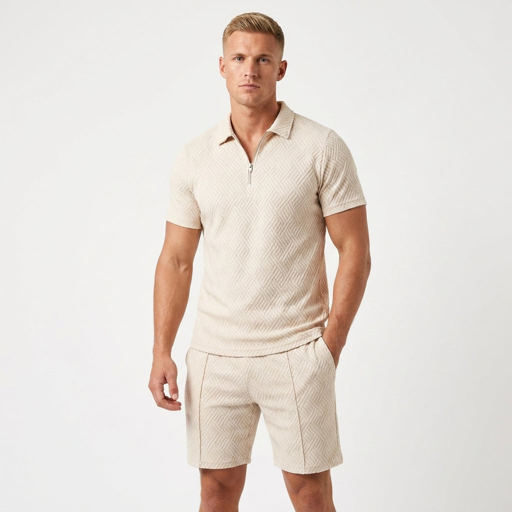 Lavenda | Poloshirt En Shorts Set Voor Heren