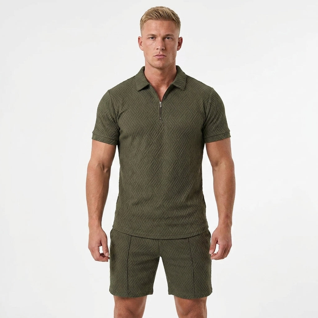 Lavenda | Poloshirt En Shorts Set Voor Heren