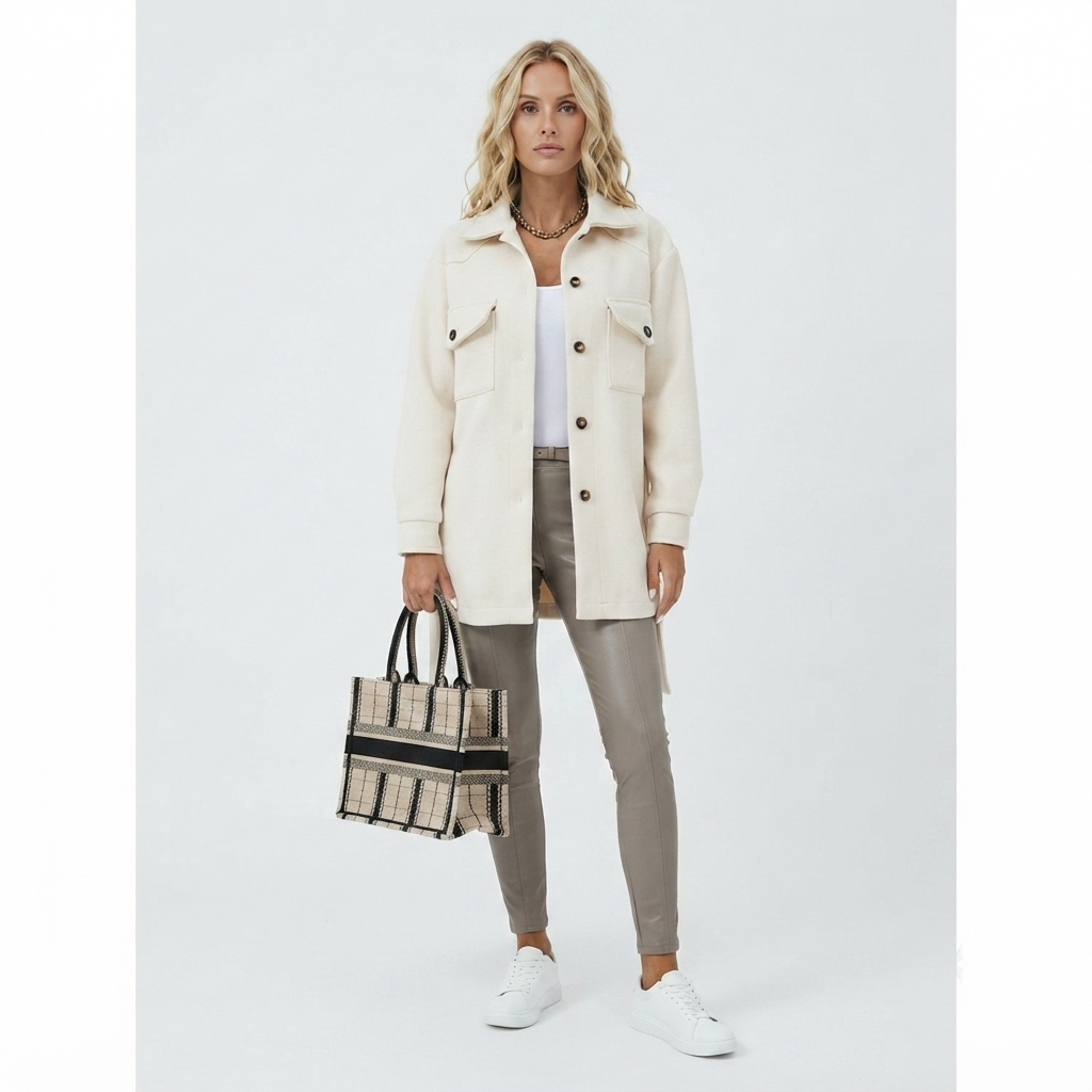 Damesblousonjack met knopen en zakken aan de voorkant