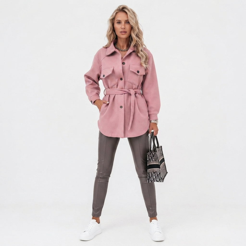 Damesblousonjack met knopen en zakken aan de voorkant
