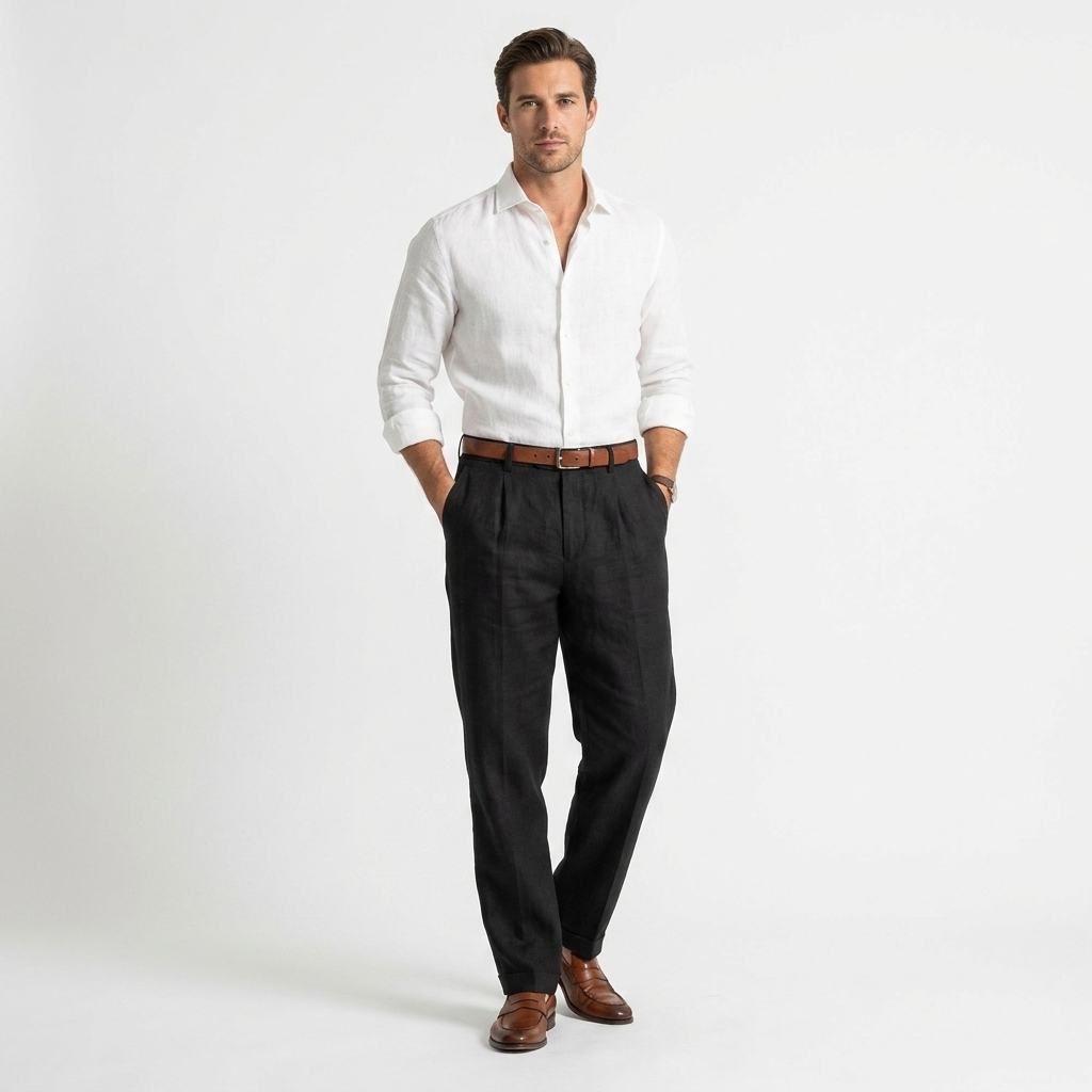 Broek heren losse pasvorm smart casual voor de zomer