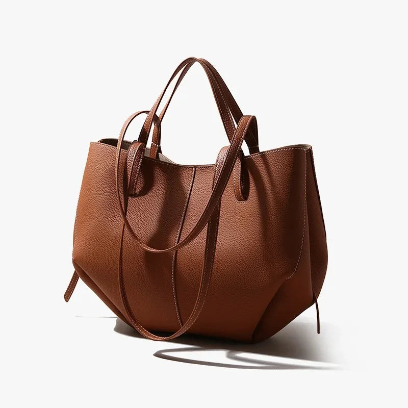 Grote shopper dames ecoleer met laptopvak