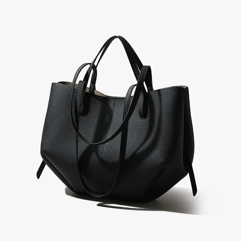 Grote shopper dames ecoleer met laptopvak