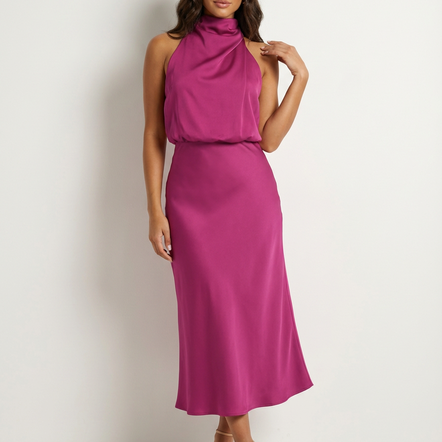 Lavenda | Halter Midi Jurk Voor Dames
