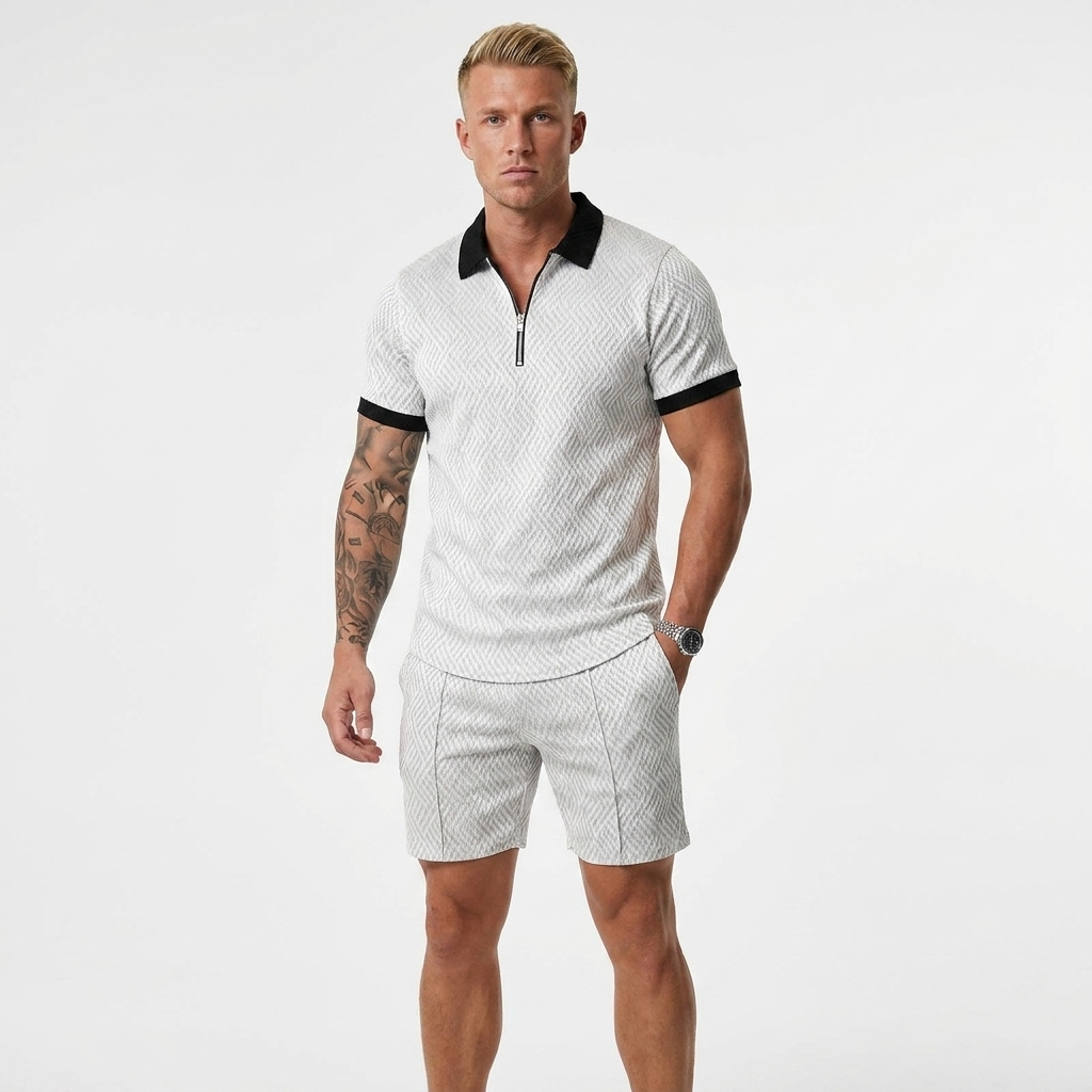 Lavenda | Poloshirt En Shorts Set Voor Heren