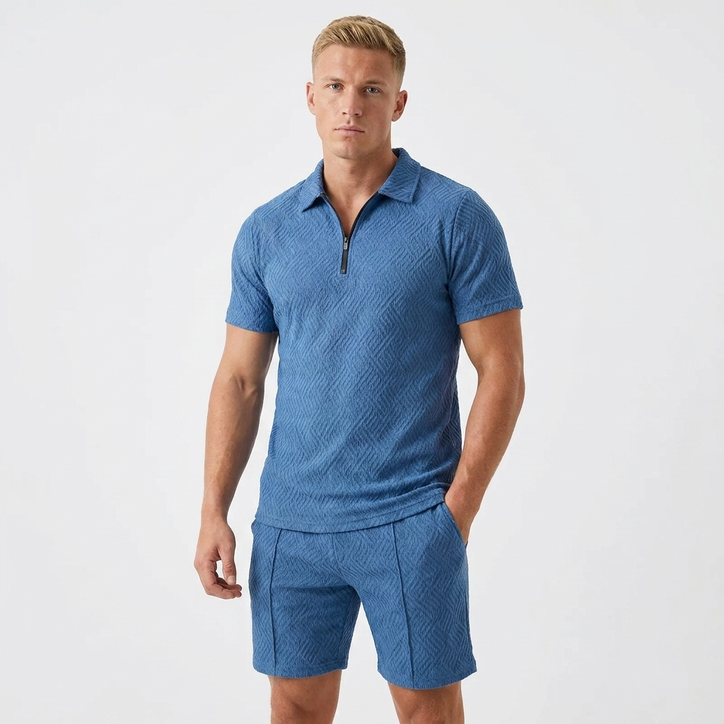 Lavenda | Poloshirt En Shorts Set Voor Heren
