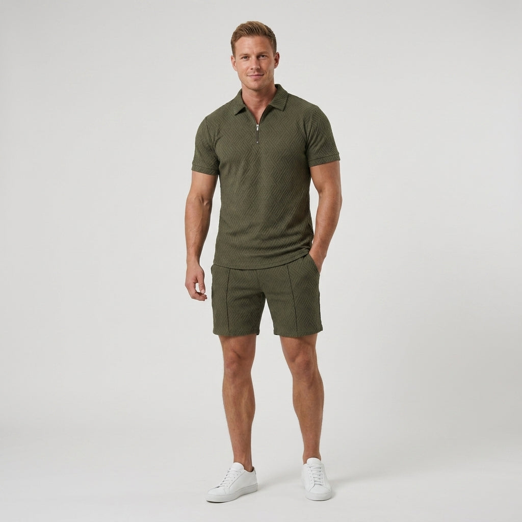 Lavenda | Poloshirt En Shorts Set Voor Heren