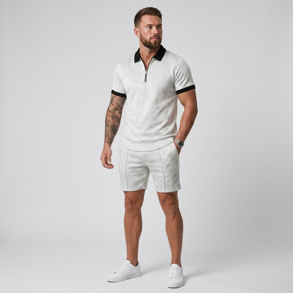 Lavenda | Poloshirt En Shorts Set Voor Heren