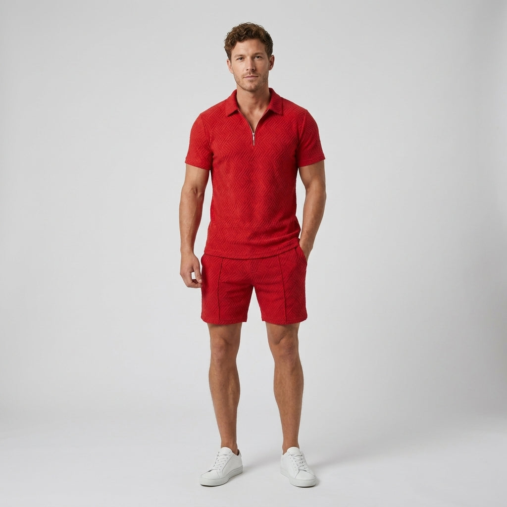 Lavenda | Poloshirt En Shorts Set Voor Heren