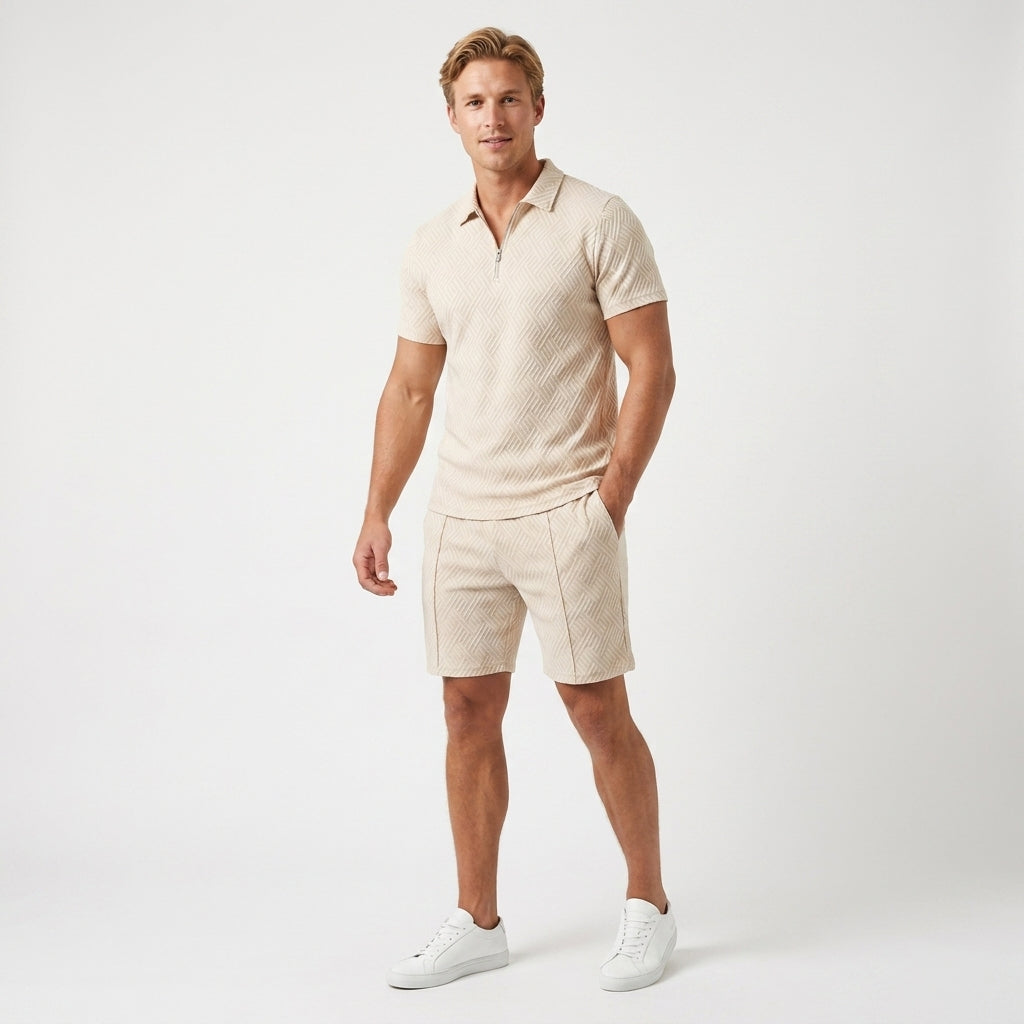 Lavenda | Poloshirt En Shorts Set Voor Heren
