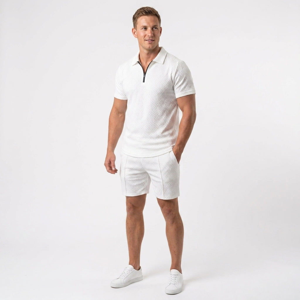 Lavenda | Poloshirt En Shorts Set Voor Heren